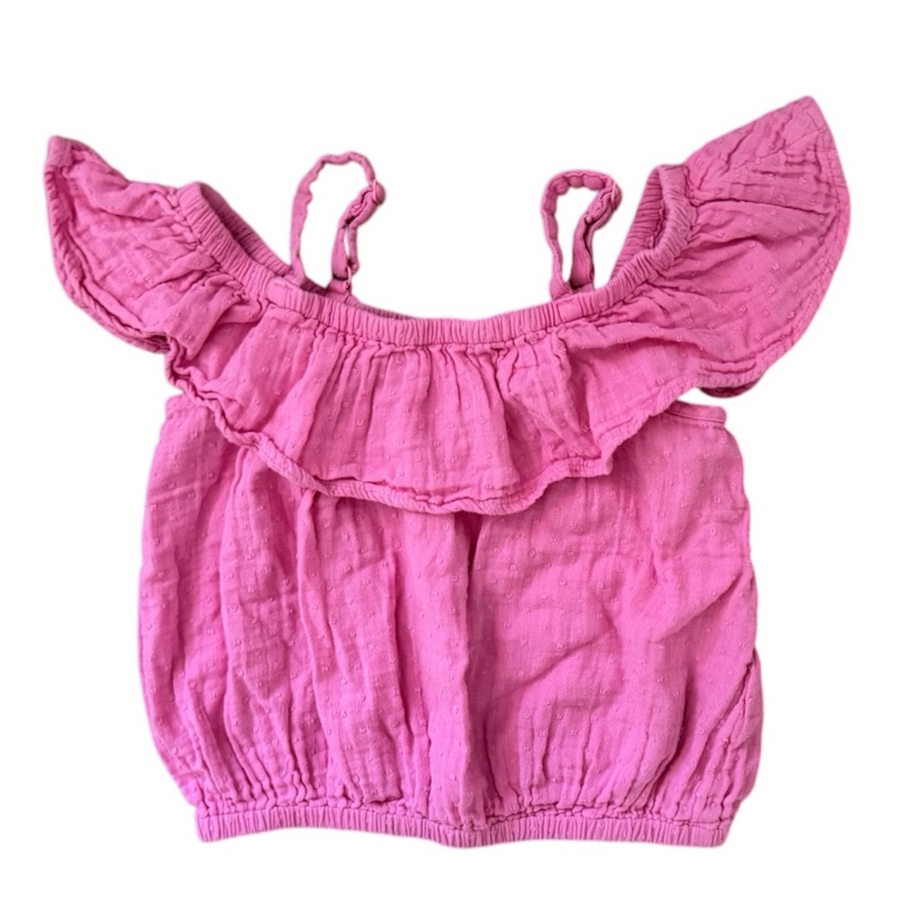 Old Navy | Pink Ruffled Sleeveless Cotton Textured Blouse Top Girls, Size M 8